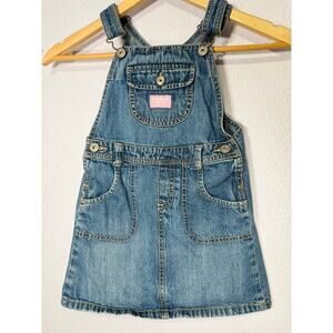 Vintage OshKosh bgosh Bib Overall Dress Girls Size 5 Denim Jean Cute
